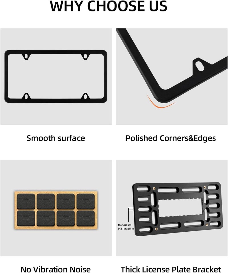 XCLPF Front License Plate Bracket,No Drill License Plate Holder,License Plate Mounting kit,Universal Bumper Car Frame Mount Adapter,Black License Plate Frames with Screw Cap,Cable Ties - Image 3